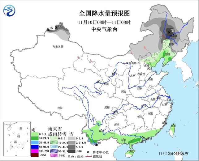 新疆北部持续降雪过程 东北地区华北北部雨雪天气