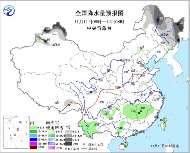 新疆北部持续降雪过程 东北地区华北北部雨雪天气